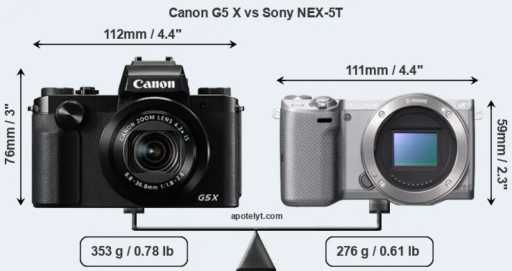Size Canon G5 X vs Sony NEX-5T