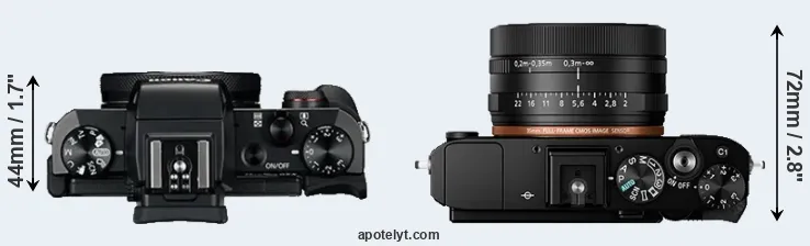 Compare G5X versus RX1R II top