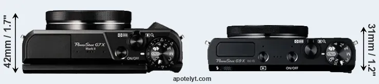 Compare G7X Mark II versus G9X top