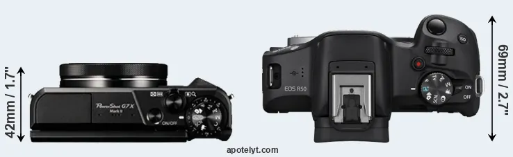 Compare G7X Mark II versus R50 top