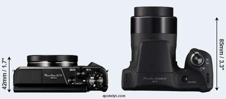 Compare G7X Mark II versus SX430 top