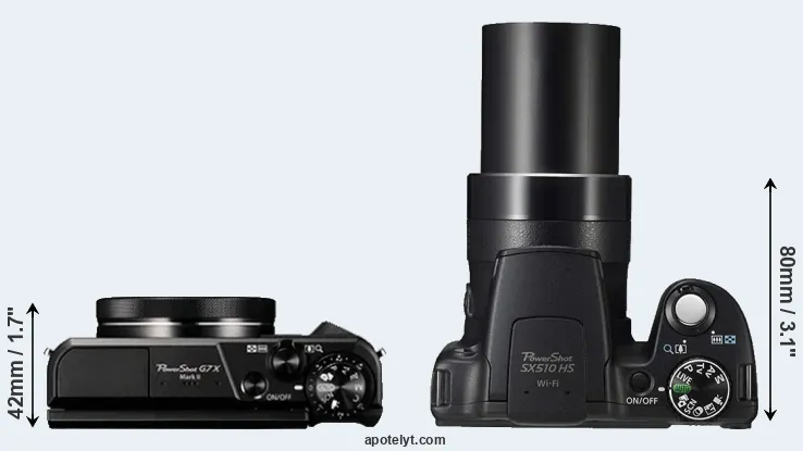 Compare G7X Mark II versus SX510 top