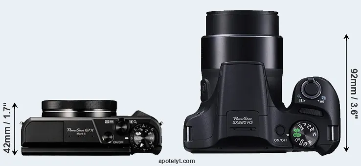 Compare G7X Mark II versus SX520 top