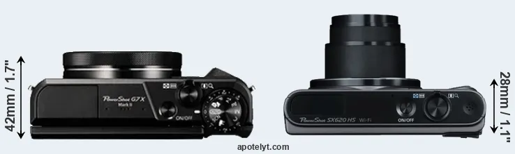 Compare G7X Mark II versus SX620 top