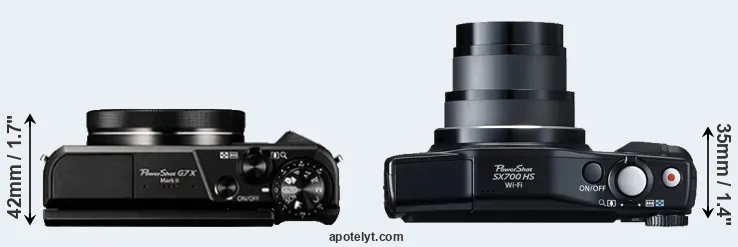 Compare G7X Mark II versus SX700 top
