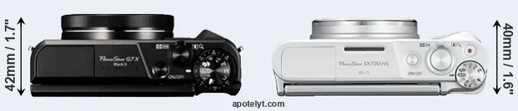 Compare G7X Mark II versus SX730 top