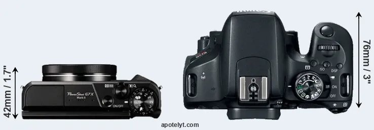 Compare G7X Mark II versus T7i top