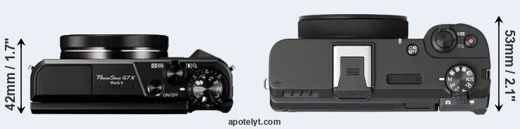 Compare G7X Mark II versus V1 top