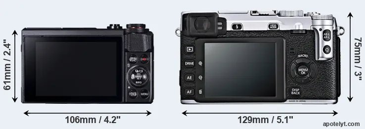 Comparison G7X Mark II or X-E1 rear