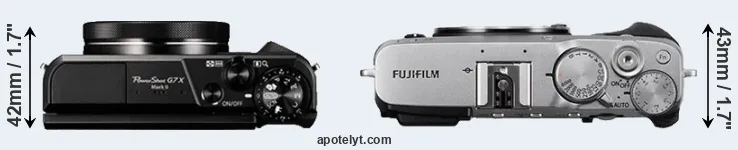 Compare G7X Mark II versus X-E3 top
