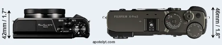Compare G7X Mark II versus X-Pro3 top