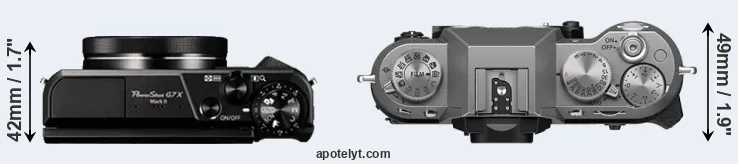 Compare G7X Mark II versus X-T50 top