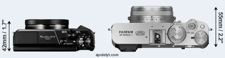 Compare G7X Mark II versus X100VI top