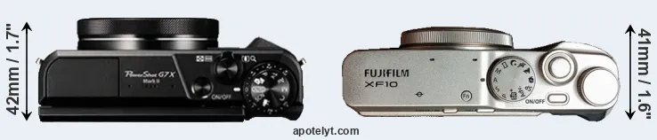 Compare G7X Mark II versus XF10 top