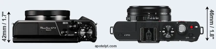 Compare G7X Mark II versus D-LUX 6 top