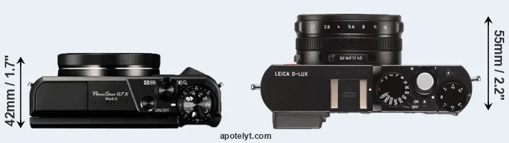 Compare G7X Mark II versus D-LUX Typ 109 top