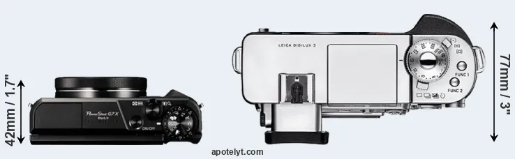 Compare G7X Mark II versus Digilux 3 top