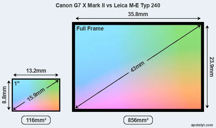 Canon G7 X Mark II and Leica M-E Typ 240 sensor measures
