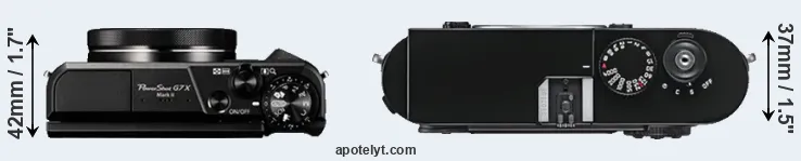Compare G7X Mark II versus M9 top