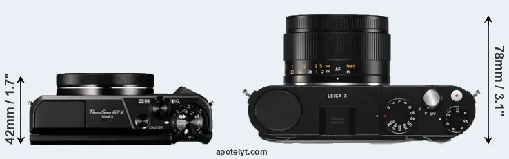 Compare G7X Mark II versus X Typ 113 top