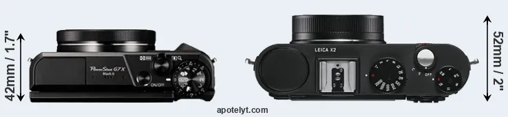 Compare G7X Mark II versus X2 top