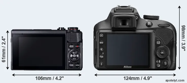 Comparison G7X Mark II or D3400 rear