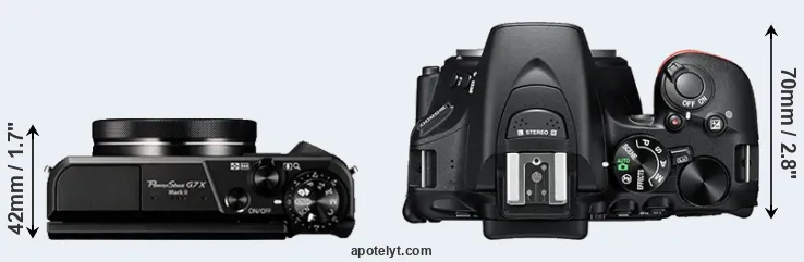Compare G7X Mark II versus D5600 top