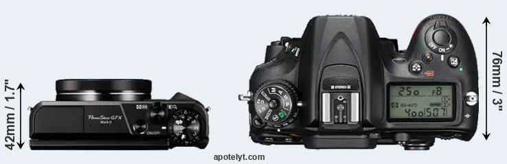 Compare G7X Mark II versus D7200 top