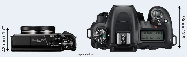 Compare G7X Mark II versus D7500 top