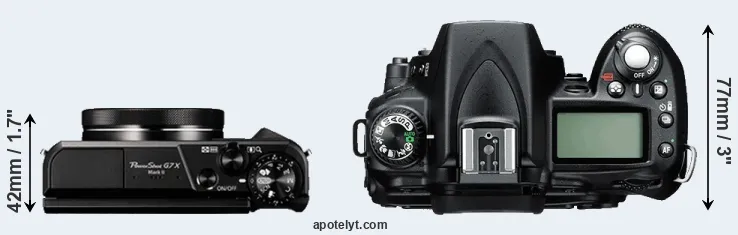 Compare G7X Mark II versus D90 top
