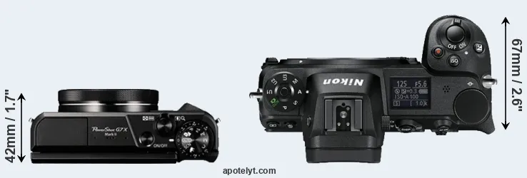 Compare G7X Mark II versus Z6 top