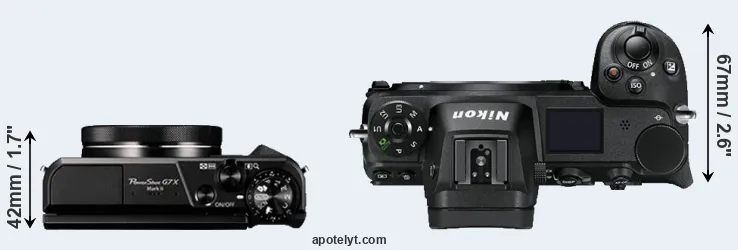 Compare G7X Mark II versus Z7 top