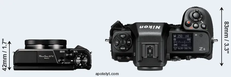 Compare G7X Mark II versus Z8 top