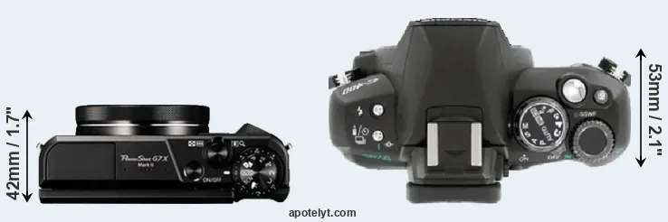 Compare G7X Mark II versus E-400 top