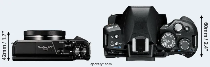Compare G7X Mark II versus E-600 top