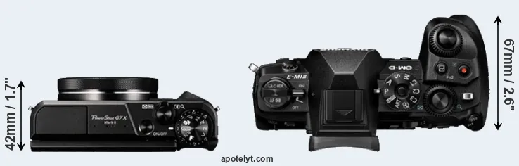 Compare G7X Mark II versus E-M1 II top