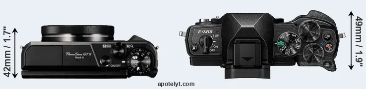 Compare G7X Mark II versus E-M10 IV top