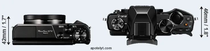 Compare G7X Mark II versus E-M10 top