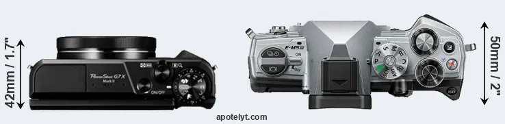 Compare G7X Mark II versus E-M5 III top