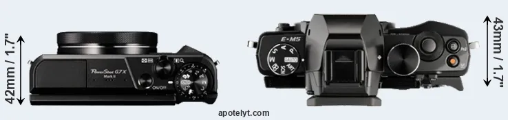 Compare G7X Mark II versus E-M5 top