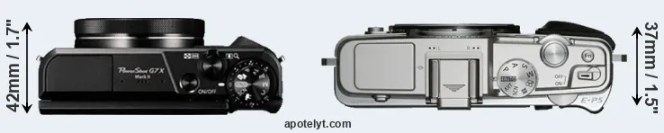 Compare G7X Mark II versus E-P5 top