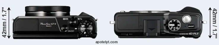 Compare G7X Mark II versus E-PL2 top