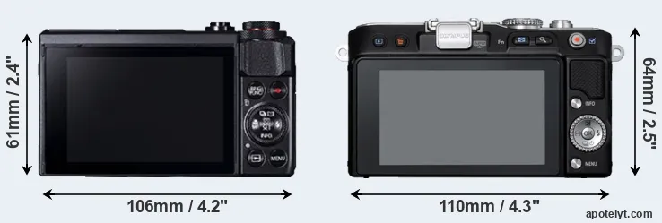 Comparison G7X Mark II or E-PL3 rear