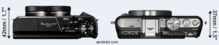 Compare G7X Mark II versus E-PL3 top