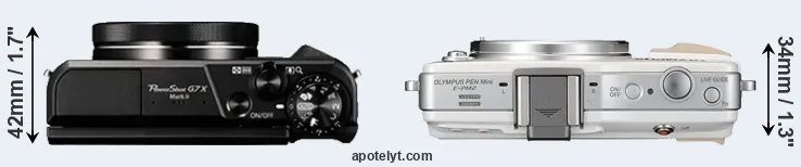Compare G7X Mark II versus E-PM2 top