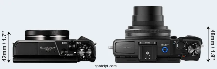 Compare G7X Mark II versus XZ-2 top