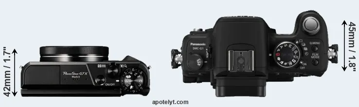 Compare G7X Mark II versus G1 top