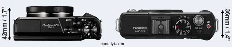 Compare G7X Mark II versus GF1 top
