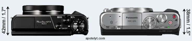 Compare G7X Mark II versus GF6 top