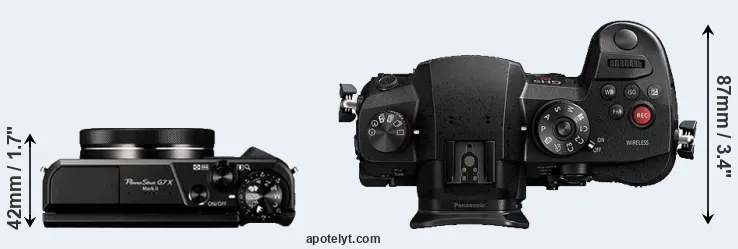 Compare G7X Mark II versus GH5s top